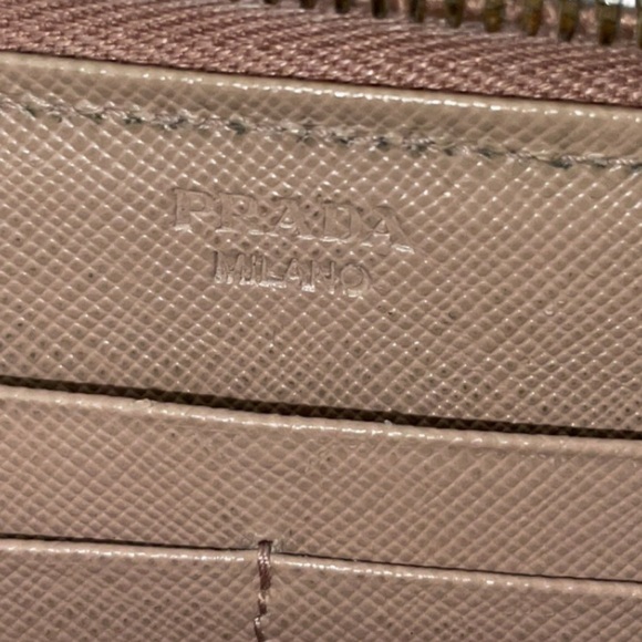 Prada Saffiano Ribbon Leather Zip Wallet Mint Green Color - Picture 8 of 9